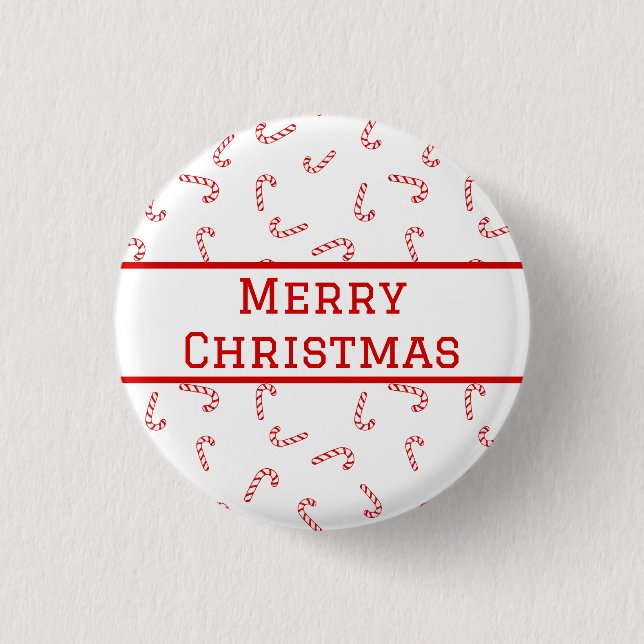 Personalized Candy Cane Christmas 1 Inch Round Button (Front)