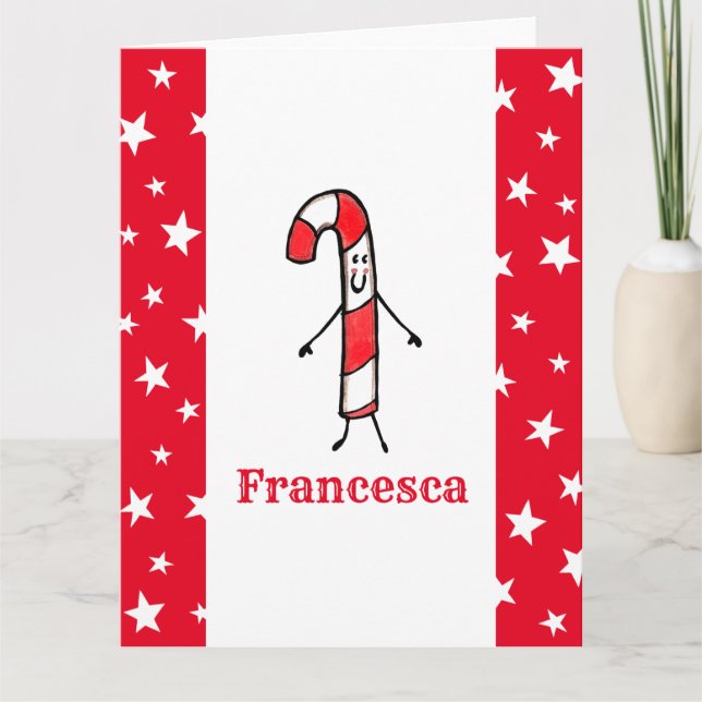 Personalized Candy Cane Christmas Card (Front)