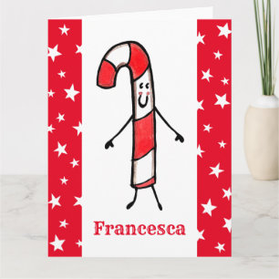 Personalized Candy Cane Christmas Card