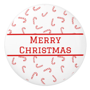 Personalized Candy Cane Christmas Ceramic Knob