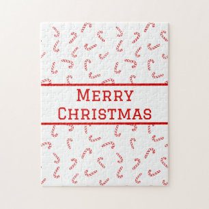 Personalized Candy Cane Christmas Jigsaw Puzzle