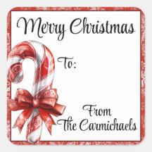 Personalized Candy Cane Christmas Label