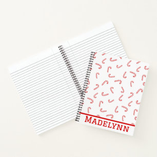 Personalized Candy Cane Christmas Notebook