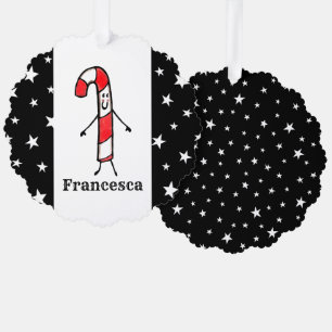 Personalized Candy Cane Christmas Ornament Card