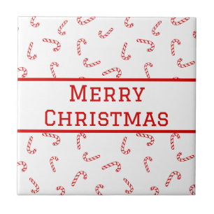 Personalized Candy Cane Christmas Tile