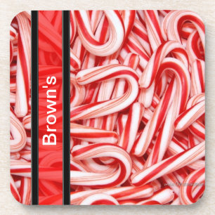Personalized Candy Cane Coaster