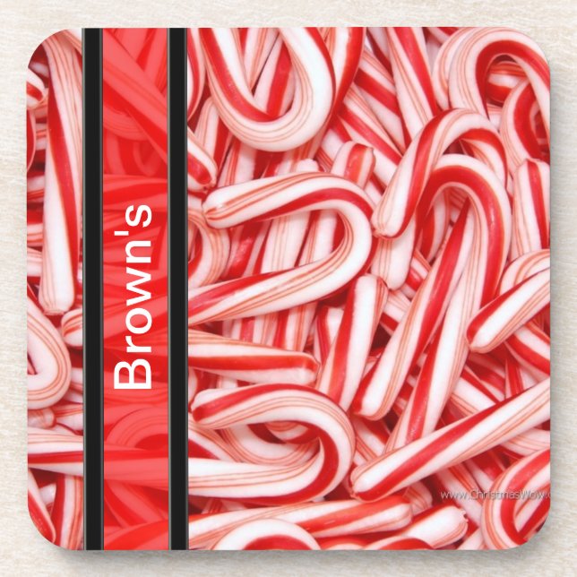 Personalized Candy Cane Coaster (Front)