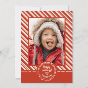 Personalized Candy Cane Stripe Holiday Card