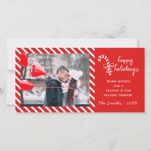 Personalized Candy Cane Stripe Holiday Photo Card