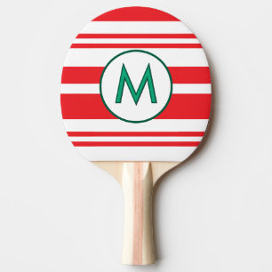 Personalized Candy Cane Stripe Monogram Ping Pong Paddle