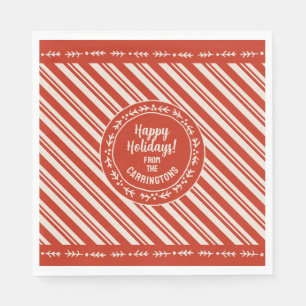 Personalized Candy Cane Stripe Napkin