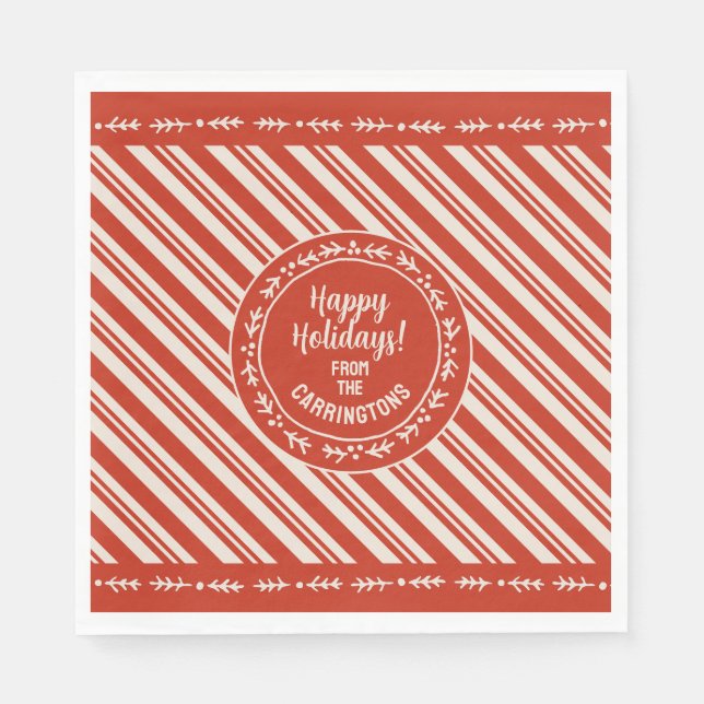 Personalized Candy Cane Stripe Napkin (Front)