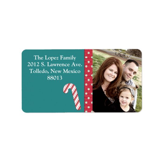 Personalized Candy Cane Stripes on T Mailing Label