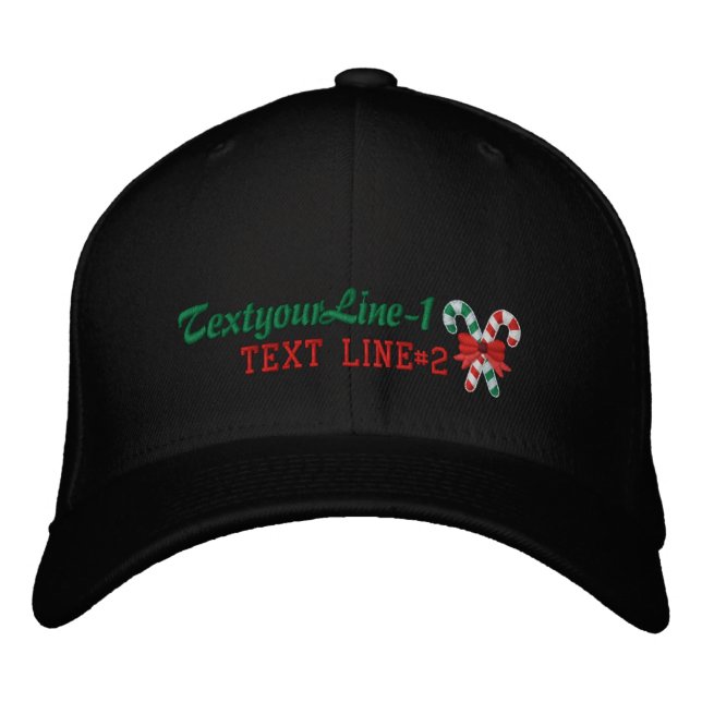Personalized Candy Canes for the holidays Embroidered Hat (Front)
