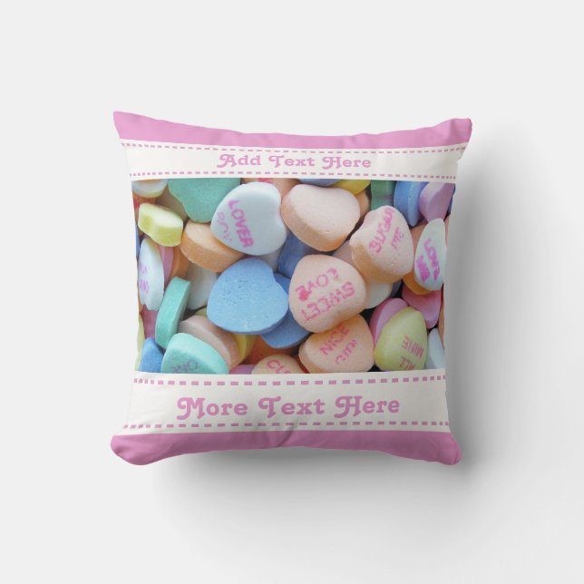 Personalized Candy Conversation Hearts Throw Pillow (Front)