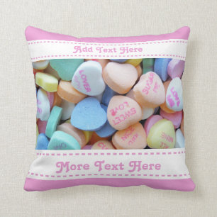 Personalized Candy Conversation Hearts Throw Pillow