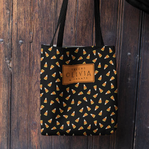 Personalized Candy Corn Halloween Candy Tote Bag