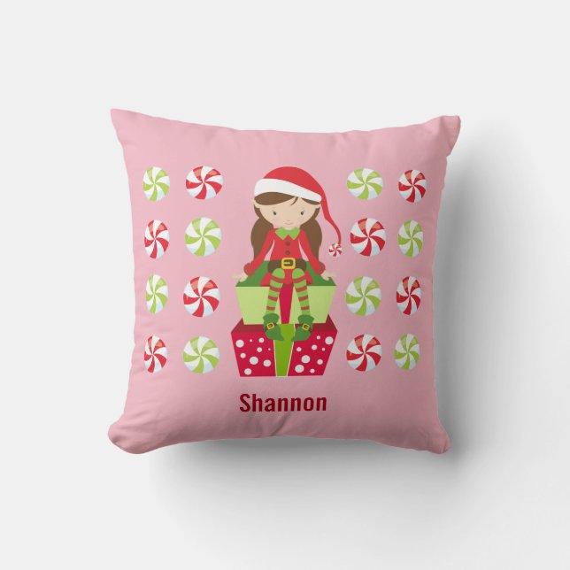 Personalized Candy Crush Female Elf Throw Pillow (Front)