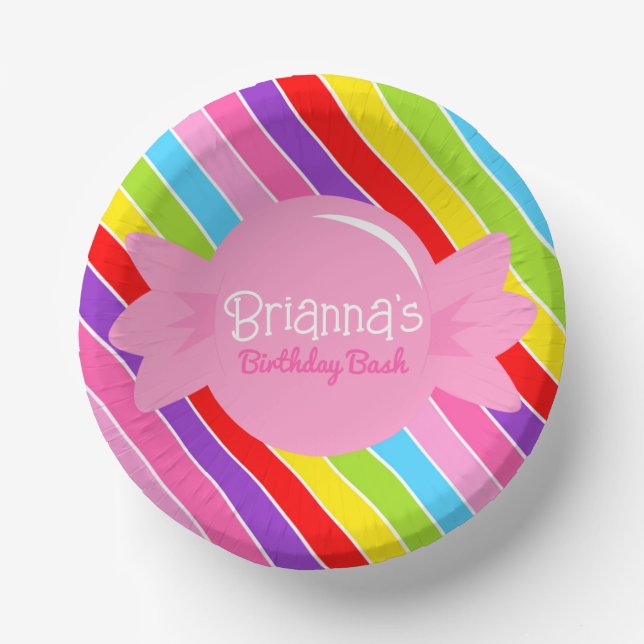 Personalized Candy Rainbow Paper Bowls Paper Plate (Front)
