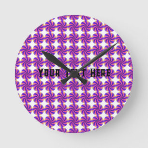 Personalized Candy Theme Your Text Home Wall Décor Round Clock