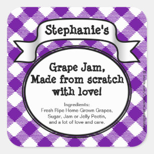 Personalized Canning Grape Jelly/Jam Jar Label