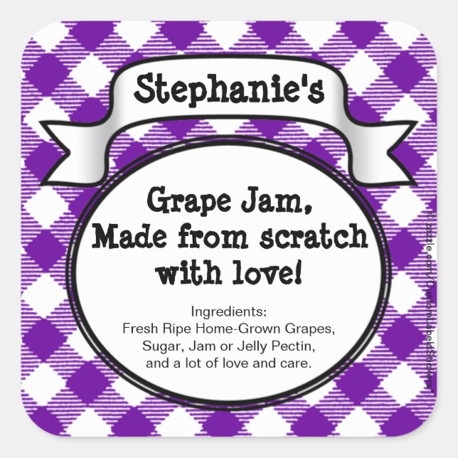 Personalized Canning Grape Jelly/Jam Jar Label (Front)