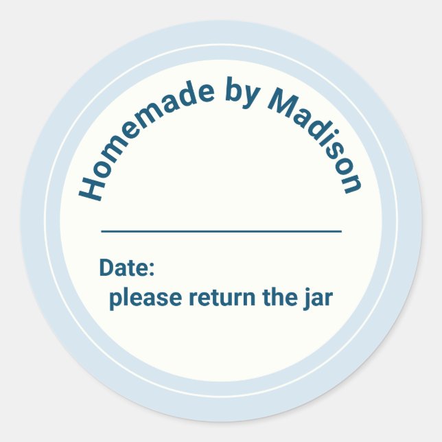 Personalized Canning Homemade | Return the Jar Classic Round Sticker (Front)