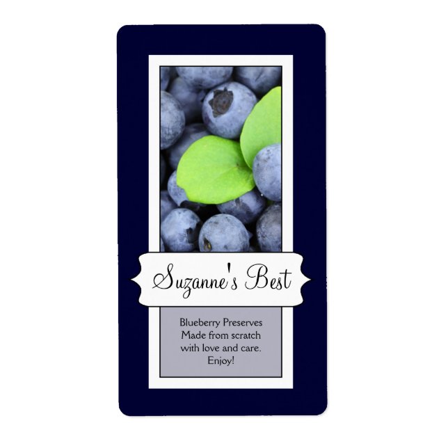 Personalized Canning Jar Label, Blueberry (Front)
