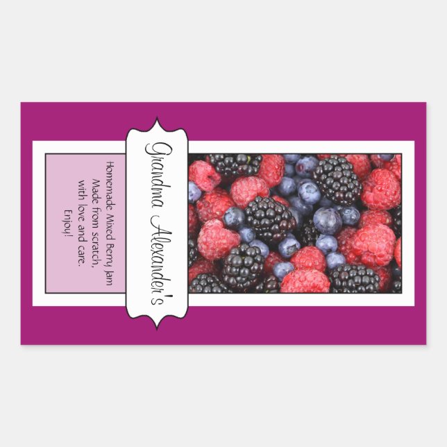 Personalized Canning Jar Label, Custom Berries Sticker (Front)