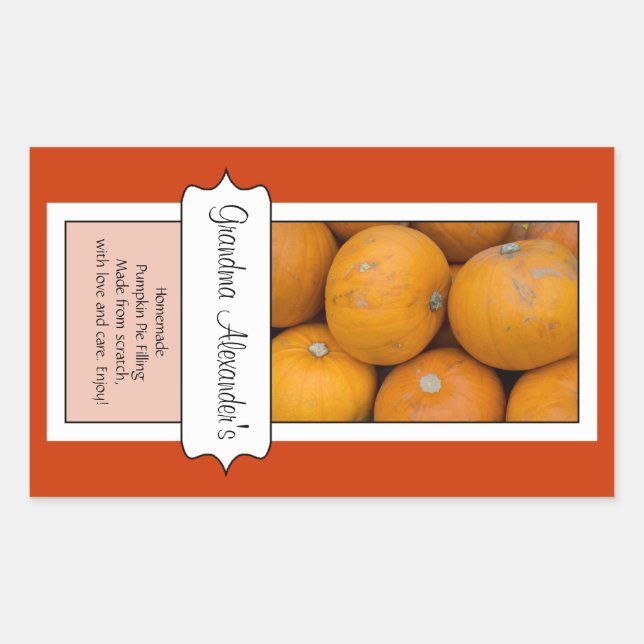 Personalized Canning Jar Label, Custom Pumpkin Sticker (Front)