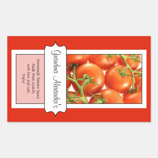 Personalized Canning Jar Label, Custom Tomato Sticker (Front)