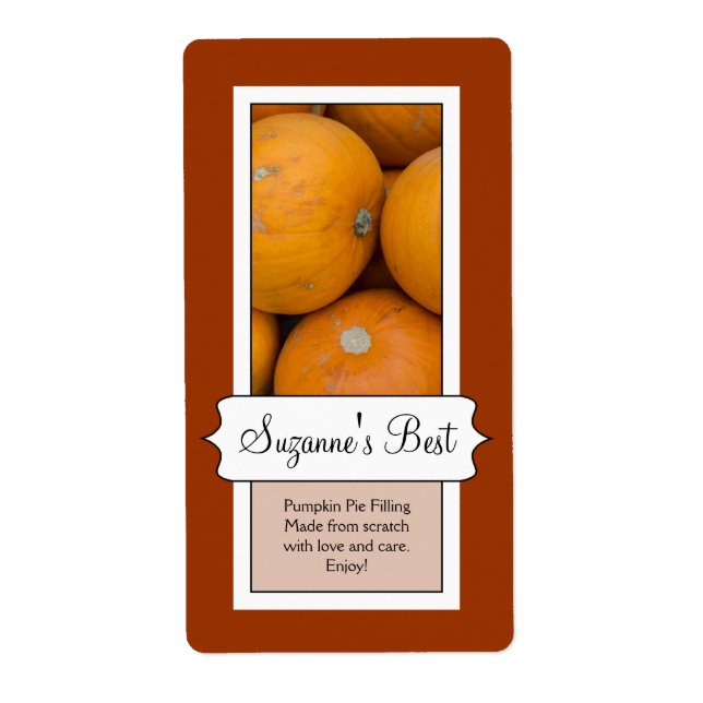 Personalized Canning Jar Label, Pumpkin (Front)