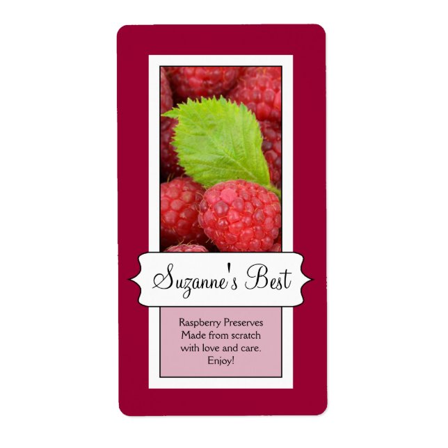 Personalized Canning Jar Label, Raspberry (Front)