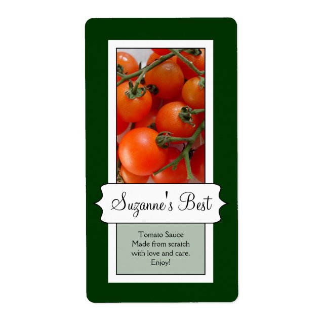 Personalized Canning Jar Label, Tomato (Front)