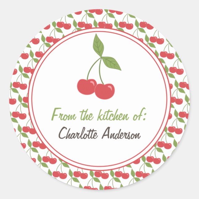 Personalized Canning Labels - Cute Cherries (Front)