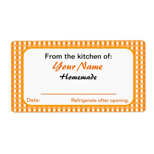 Personalized Canning Labels for Jars Orange Checks