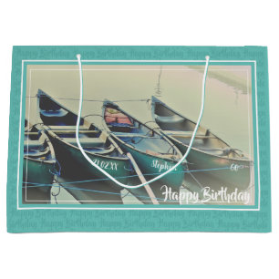 Personalized canoe birthday any age large gift bag