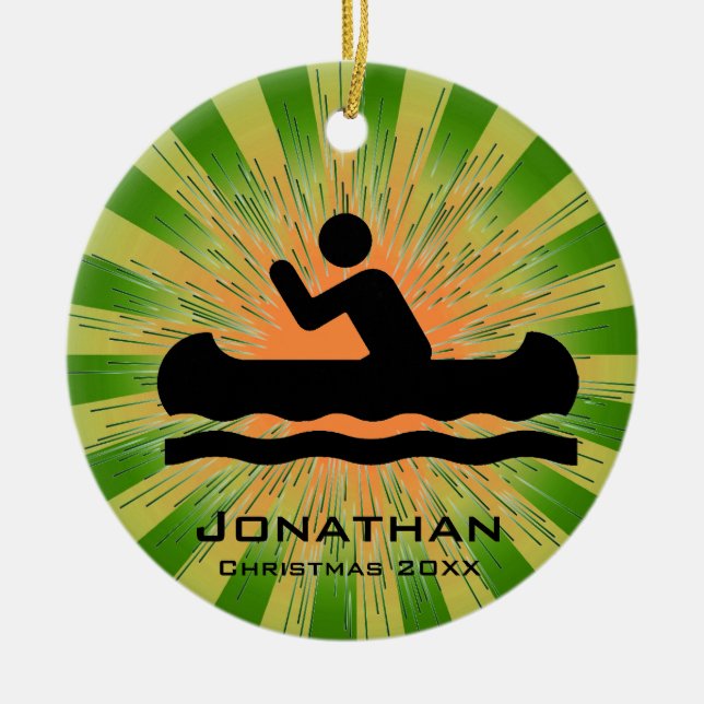 Personalized Canoeing Ornament (Front)