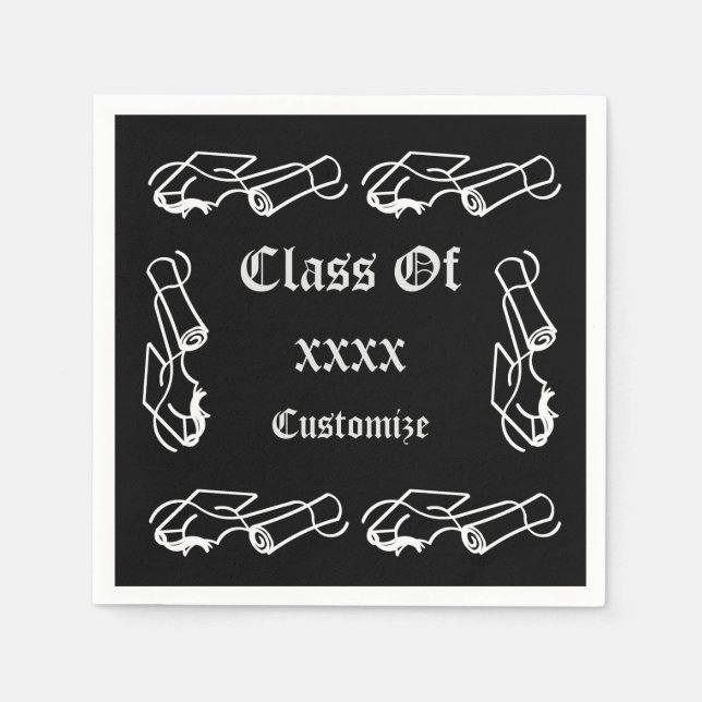 Personalized Cap & Diploma Class Event Napkins 3 (Front)