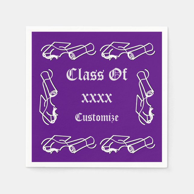 Personalized Cap & Diploma Class Event Napkins 4 (Front)