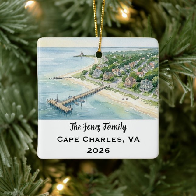 Personalized Cape Charles, Virginia Xmas Ceramic Ornament (Tree)