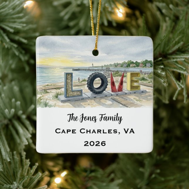 Personalized Cape Charles, Virginia Xmas Ceramic Ornament (Tree)