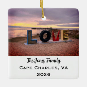 Personalized Cape Charles, Virginia Xmas Ceramic Ornament
