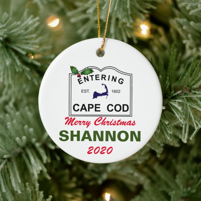 PERSONALIZED Cape Cod Christmas Ceramic Ornament (Tree)