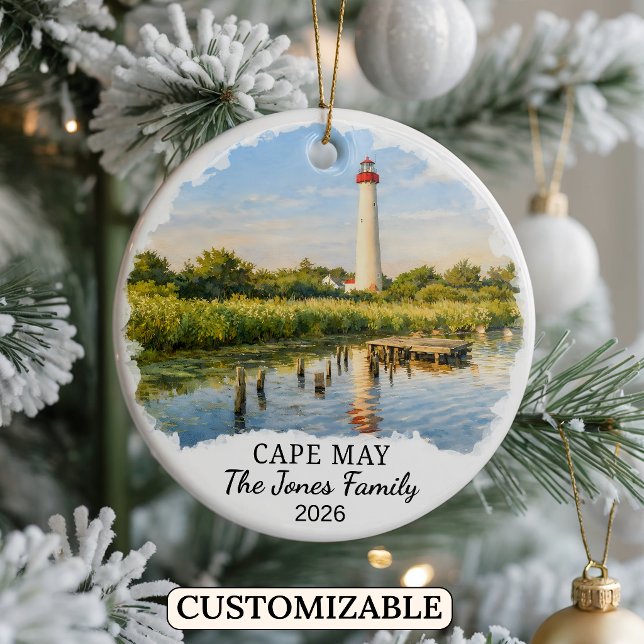 Personalized Cape May Ornament, Custom New Jersey Ceramic Ornament (Creator Uploaded)