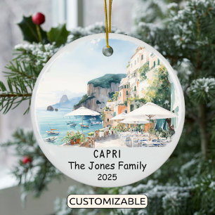 Personalized Capri Ornament, Italy Ceramic Ornament