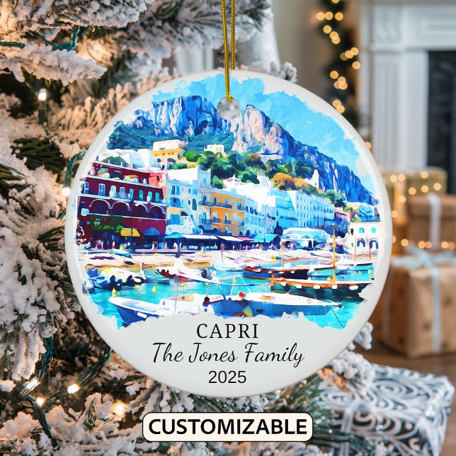 Personalized Capri Ornament, Italy Gift Ceramic Ornament (Creator Uploaded)