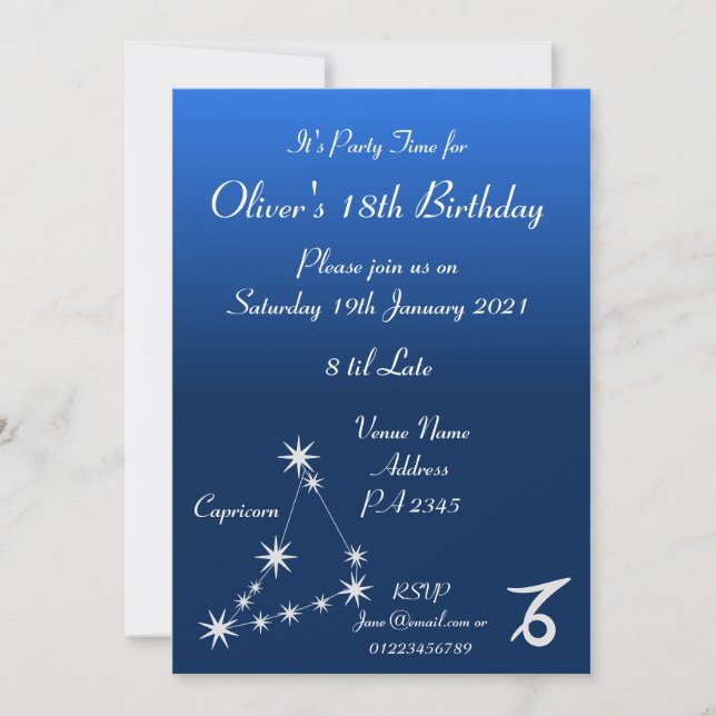 Personalized Capricorn Zodiac Party Invitation (Front)