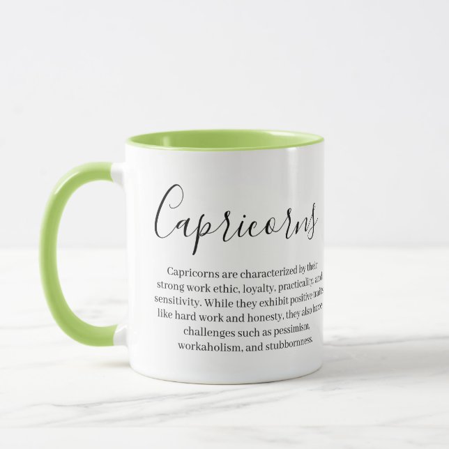 Personalized Capricorns Zodiac sign and traits Mug (Left)