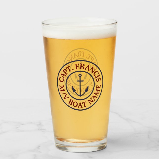 Personalized Captain Anchor Tumble Glass (Front Filled)